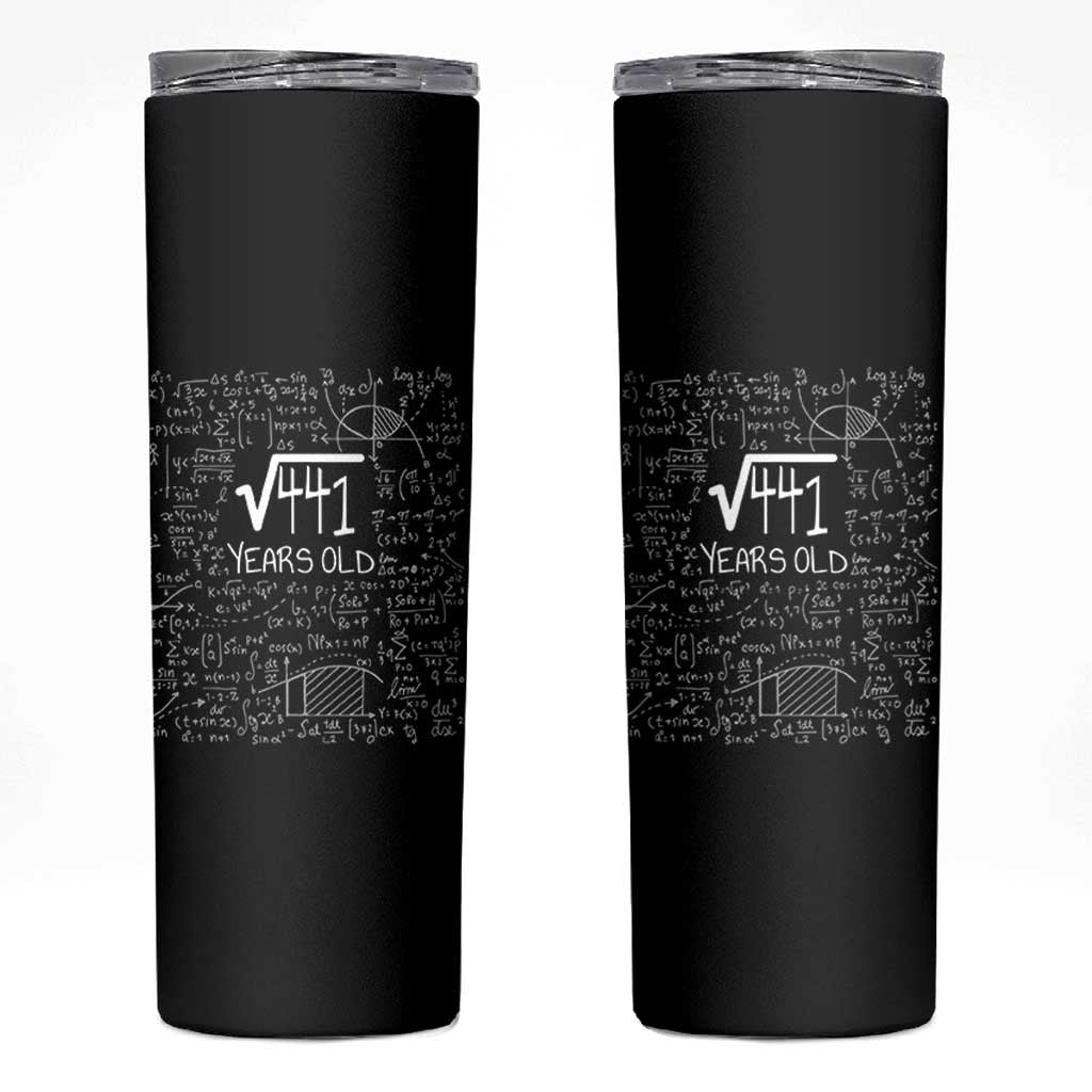 21st Birthday Math Skinny Tumbler Square Root of 441 Funny Math Nerd 21 Year Old Gift
