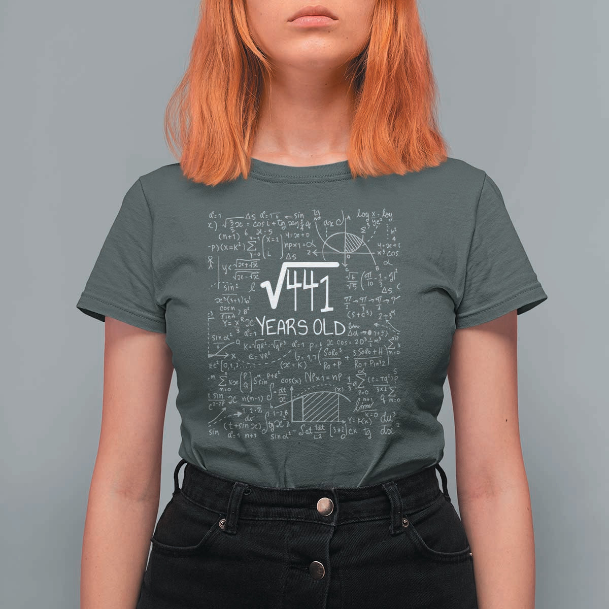 21st Birthday Math T Shirt For Women Square Root of 441 Funny Math Nerd 21 Year Old Gift