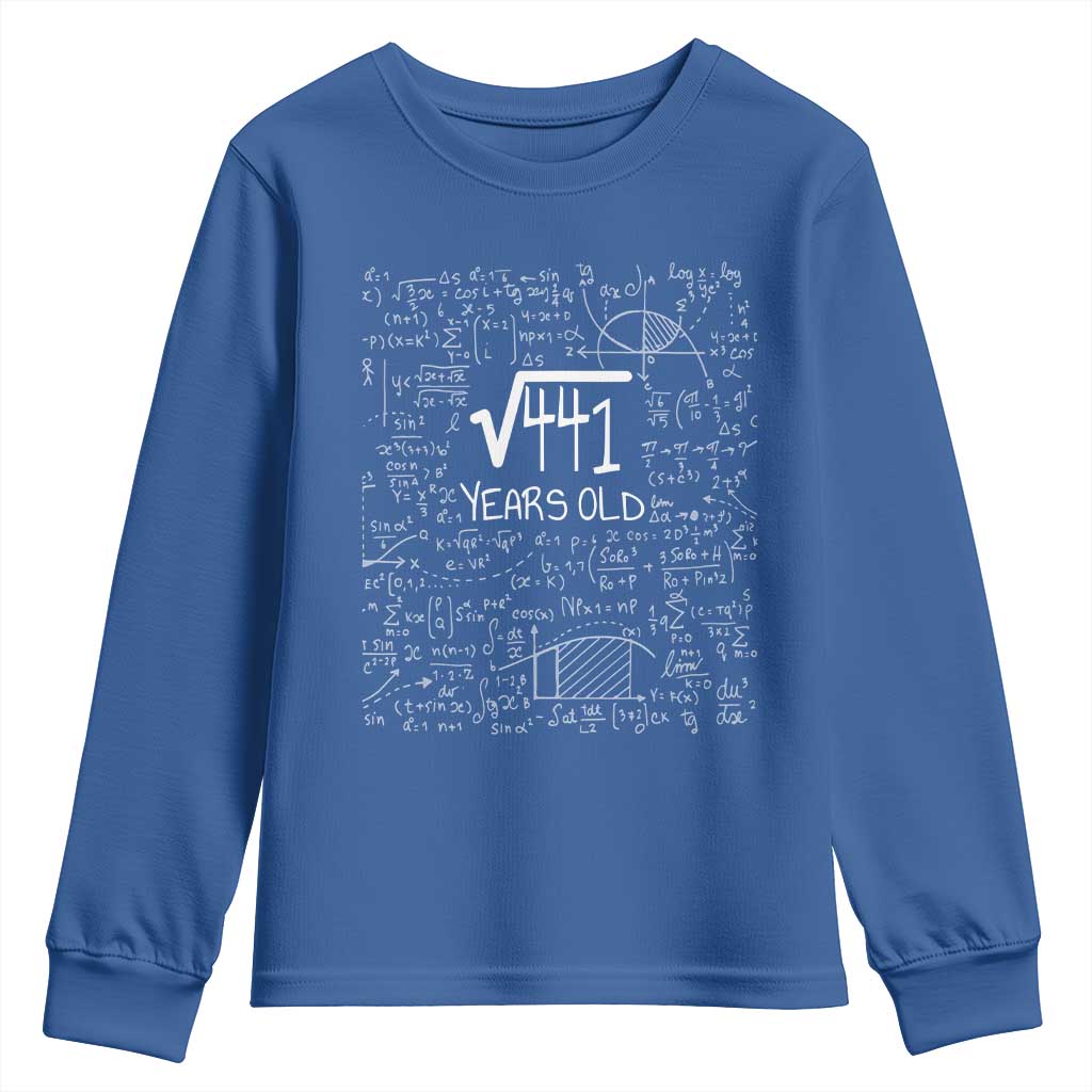 21st Birthday Math Youth Sweatshirt Square Root of 441 Funny Math Nerd 21 Year Old Gift