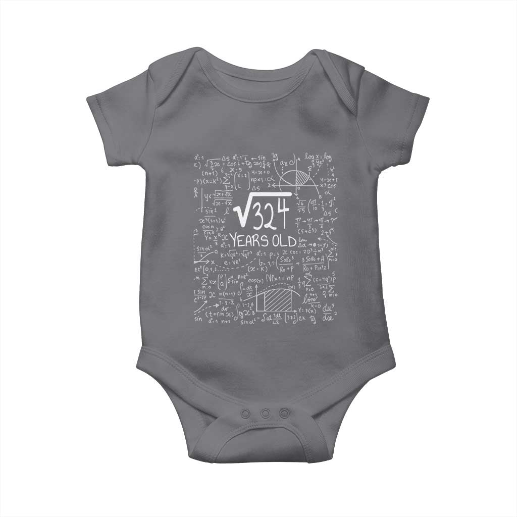 18th Birthday Math Baby Onesie Square Root of 324 Funny Math Nerd 18 Year Old Gift