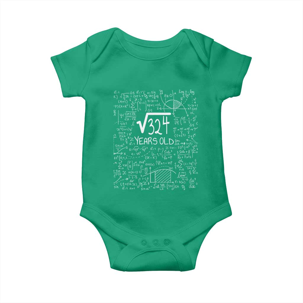 18th Birthday Math Baby Onesie Square Root of 324 Funny Math Nerd 18 Year Old Gift