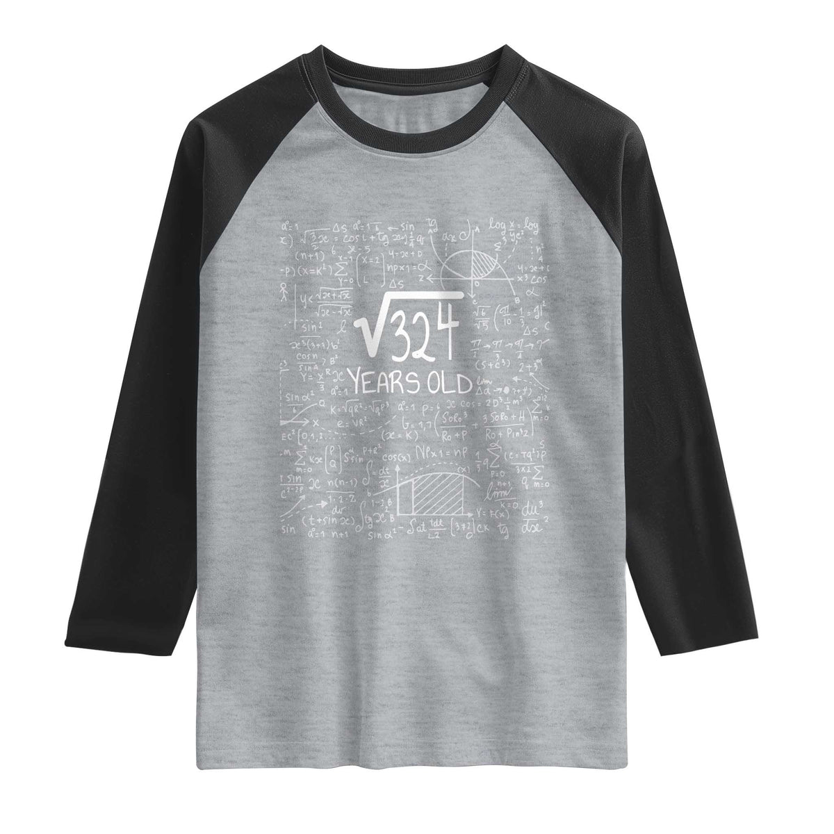 18th Birthday Math Raglan Shirt Square Root of 324 Funny Math Nerd 18 Year Old Gift