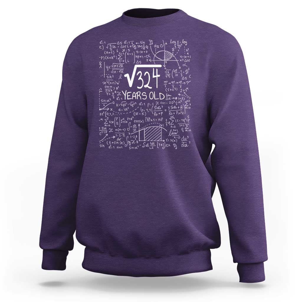 18th Birthday Math Sweatshirt Square Root of 324 Funny Math Nerd 18 Year Old Gift