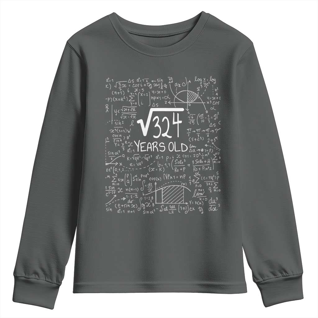 18th Birthday Math Youth Sweatshirt Square Root of 324 Funny Math Nerd 18 Year Old Gift
