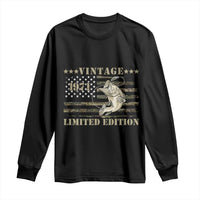 55th Birthday Fishing Vintage 1971 Limited Edition Long Sleeve Shirt Bass Fishing Camouflage American Flag Fisherman Gift