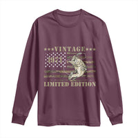 55th Birthday Fishing Vintage 1971 Limited Edition Long Sleeve Shirt Bass Fishing Camouflage American Flag Fisherman Gift