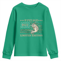 55th Birthday Fishing Vintage 1971 Limited Edition Youth Sweatshirt Bass Fishing Camouflage American Flag Fisherman Gift