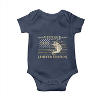 50th Birthday Fishing Vintage 1976 Limited Edition Baby Onesie Bass Fishing Camouflage American Flag Fisherman Gift