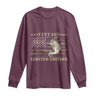 50th Birthday Fishing Vintage 1976 Limited Edition Long Sleeve Shirt Bass Fishing Camouflage American Flag Fisherman Gift