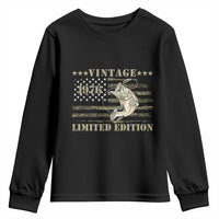 50th Birthday Fishing Vintage 1976 Limited Edition Youth Sweatshirt Bass Fishing Camouflage American Flag Fisherman Gift