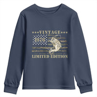50th Birthday Fishing Vintage 1976 Limited Edition Youth Sweatshirt Bass Fishing Camouflage American Flag Fisherman Gift