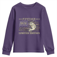 50th Birthday Fishing Vintage 1976 Limited Edition Youth Sweatshirt Bass Fishing Camouflage American Flag Fisherman Gift