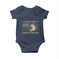 40th Birthday Fishing Vintage 1986 Limited Edition Baby Onesie Bass Fishing Camouflage American Flag Fisherman Gift