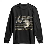 40th Birthday Fishing Vintage 1986 Limited Edition Long Sleeve Shirt Bass Fishing Camouflage American Flag Fisherman Gift