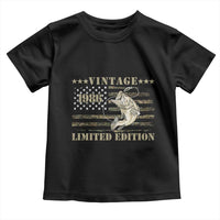 40th Birthday Fishing Vintage 1986 Limited Edition Toddler T Shirt Bass Fishing Camouflage American Flag Fisherman Gift
