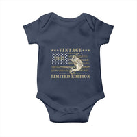 35th Birthday Fishing Vintage 1991 Limited Edition Baby Onesie Bass Fishing Camouflage American Flag Fisherman Gift