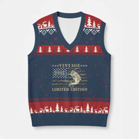 35th Birthday Fishing Vintage 1991 Limited Edition V-Neck Knit Sweater Vest Bass Fishing Camouflage American Flag Fisherman Gift