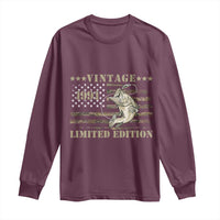 35th Birthday Fishing Vintage 1991 Limited Edition Long Sleeve Shirt Bass Fishing Camouflage American Flag Fisherman Gift