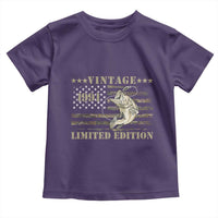 35th Birthday Fishing Vintage 1991 Limited Edition Toddler T Shirt Bass Fishing Camouflage American Flag Fisherman Gift
