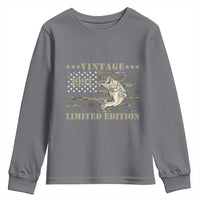 35th Birthday Fishing Vintage 1991 Limited Edition Youth Sweatshirt Bass Fishing Camouflage American Flag Fisherman Gift