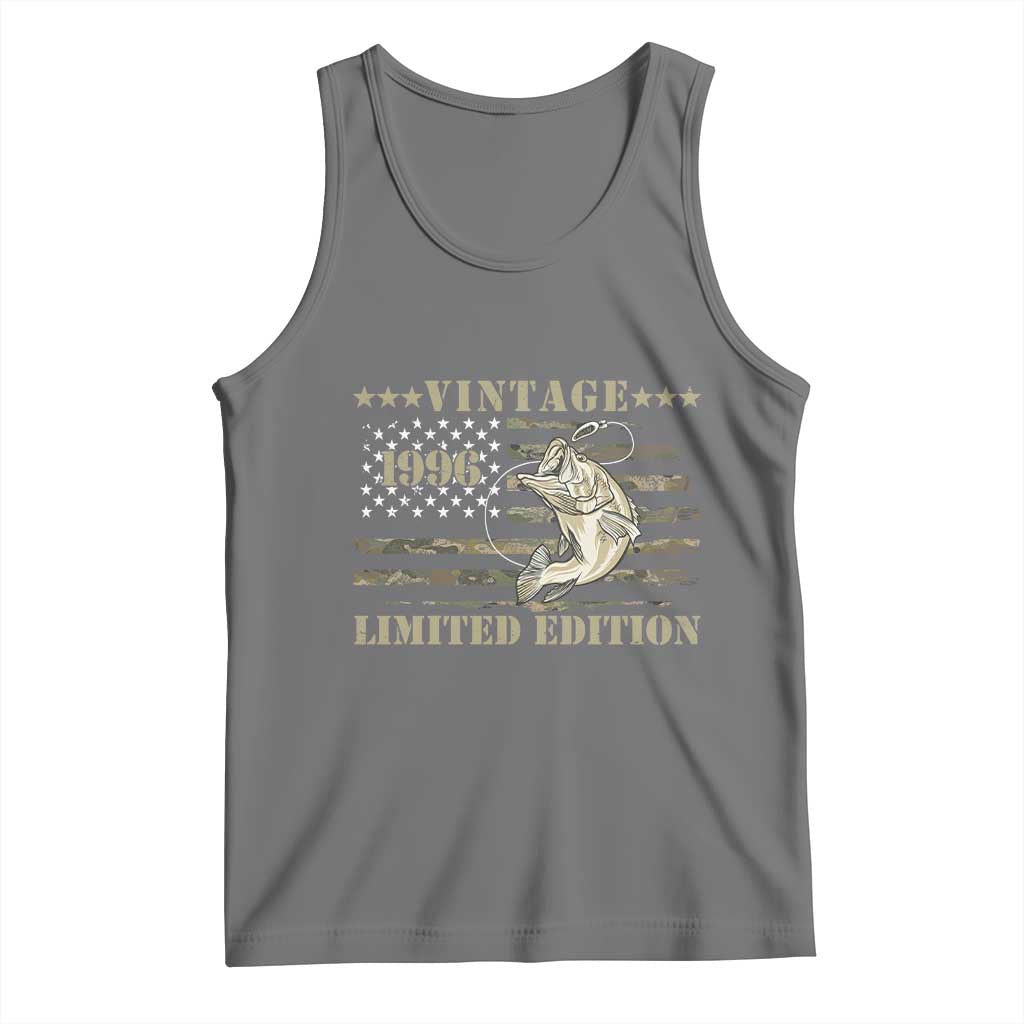 30th Birthday Fishing Vintage 1996 Limited Edition Tank Top Bass Fishing Camouflage American Flag Fisherman Gift