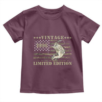 30th Birthday Fishing Vintage 1996 Limited Edition Toddler T Shirt Bass Fishing Camouflage American Flag Fisherman Gift