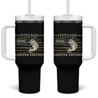 30th Birthday Fishing Vintage 1996 Limited Edition Tumbler With Handle Bass Fishing Camouflage American Flag Fisherman Gift