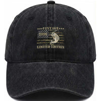 30th Birthday Fishing Vintage 1996 Limited Edition Washed Cotton Baseball Cap Bass Fishing Camouflage American Flag Fisherman Gift