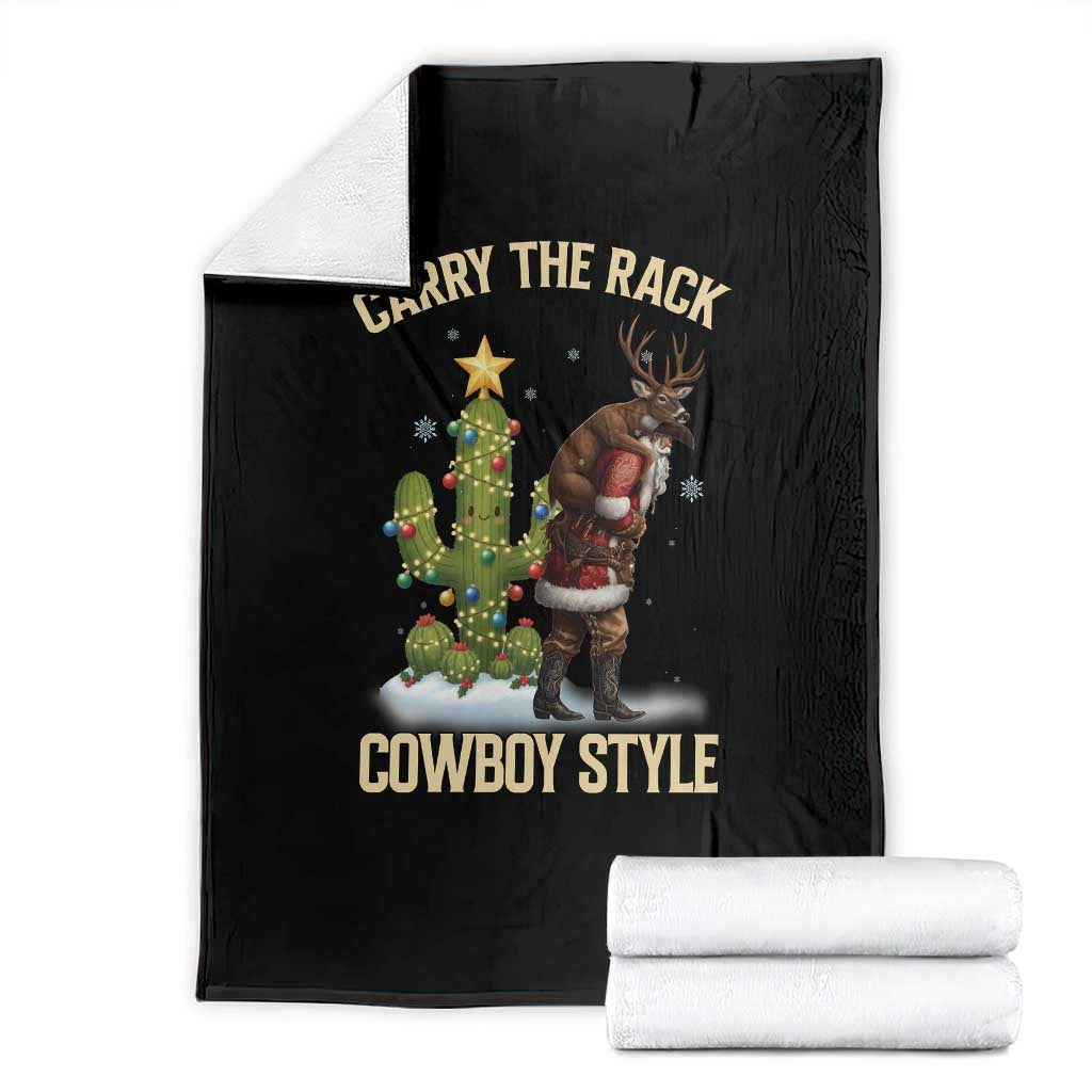 Funny Santa Hunting Throw Blanket Carry The Rack Cowboy Style - Wonder Print Shop