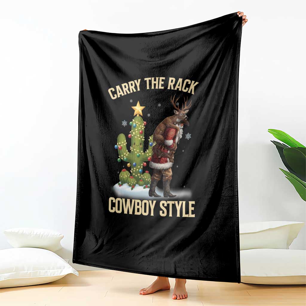 Funny Santa Hunting Throw Blanket Carry The Rack Cowboy Style - Wonder Print Shop