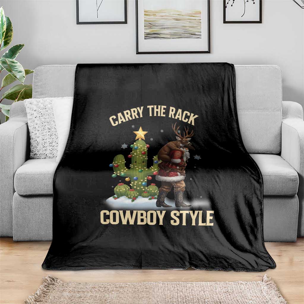 Funny Santa Hunting Throw Blanket Carry The Rack Cowboy Style - Wonder Print Shop