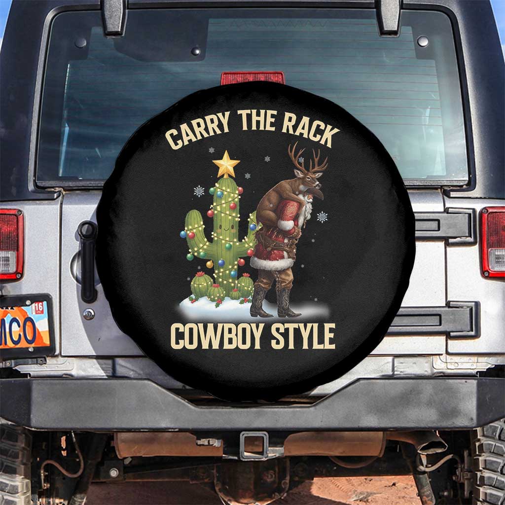 Funny Santa Hunting Spare Tire Cover Carry The Rack Cowboy Style - Wonder Print Shop