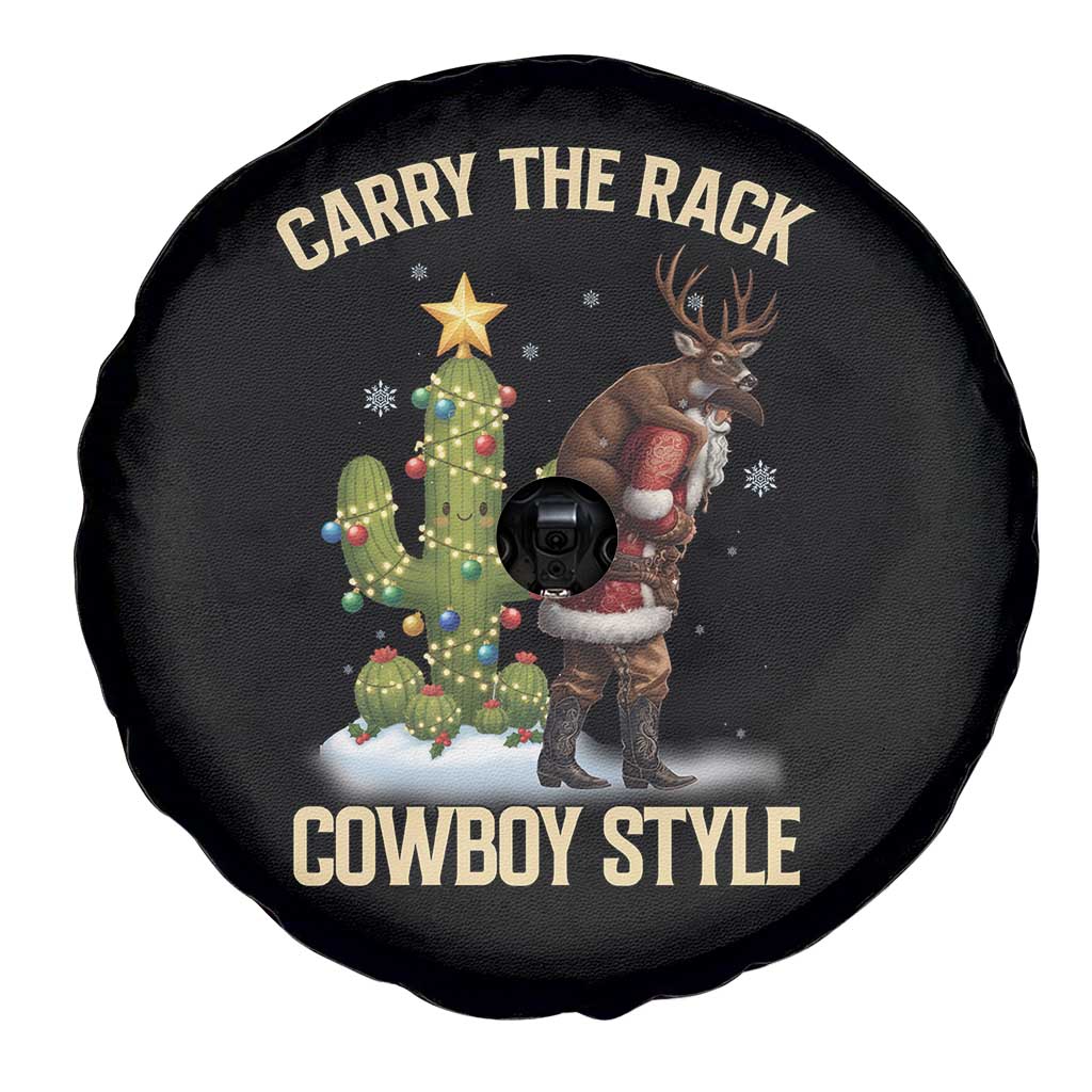 Funny Santa Hunting Spare Tire Cover Carry The Rack Cowboy Style - Wonder Print Shop