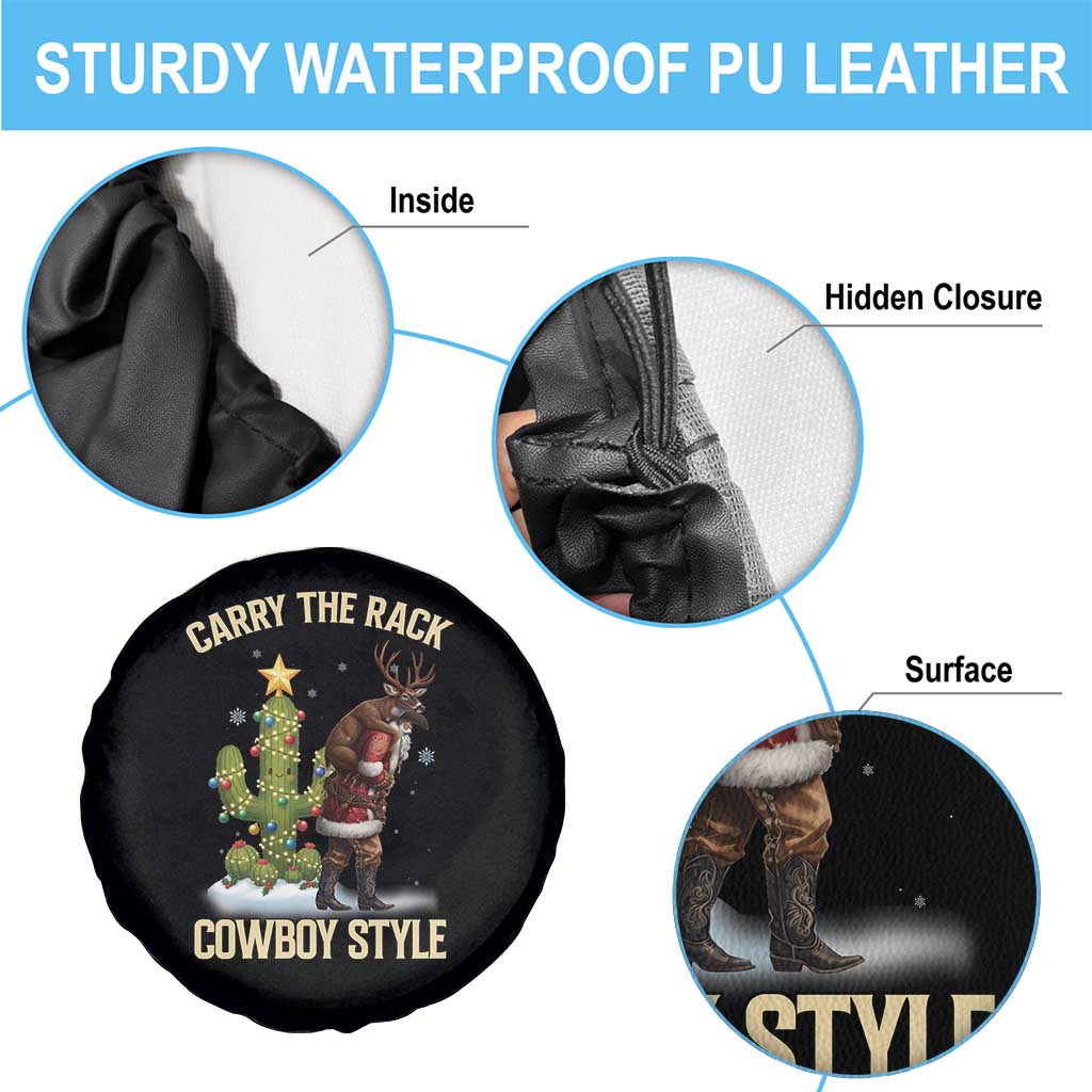 Funny Santa Hunting Spare Tire Cover Carry The Rack Cowboy Style - Wonder Print Shop