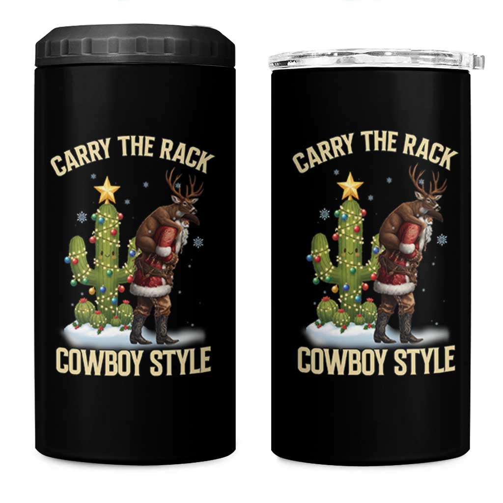 Funny Santa Hunting 4 in 1 Can Cooler Tumbler Carry The Rack Cowboy Style - Wonder Print Shop