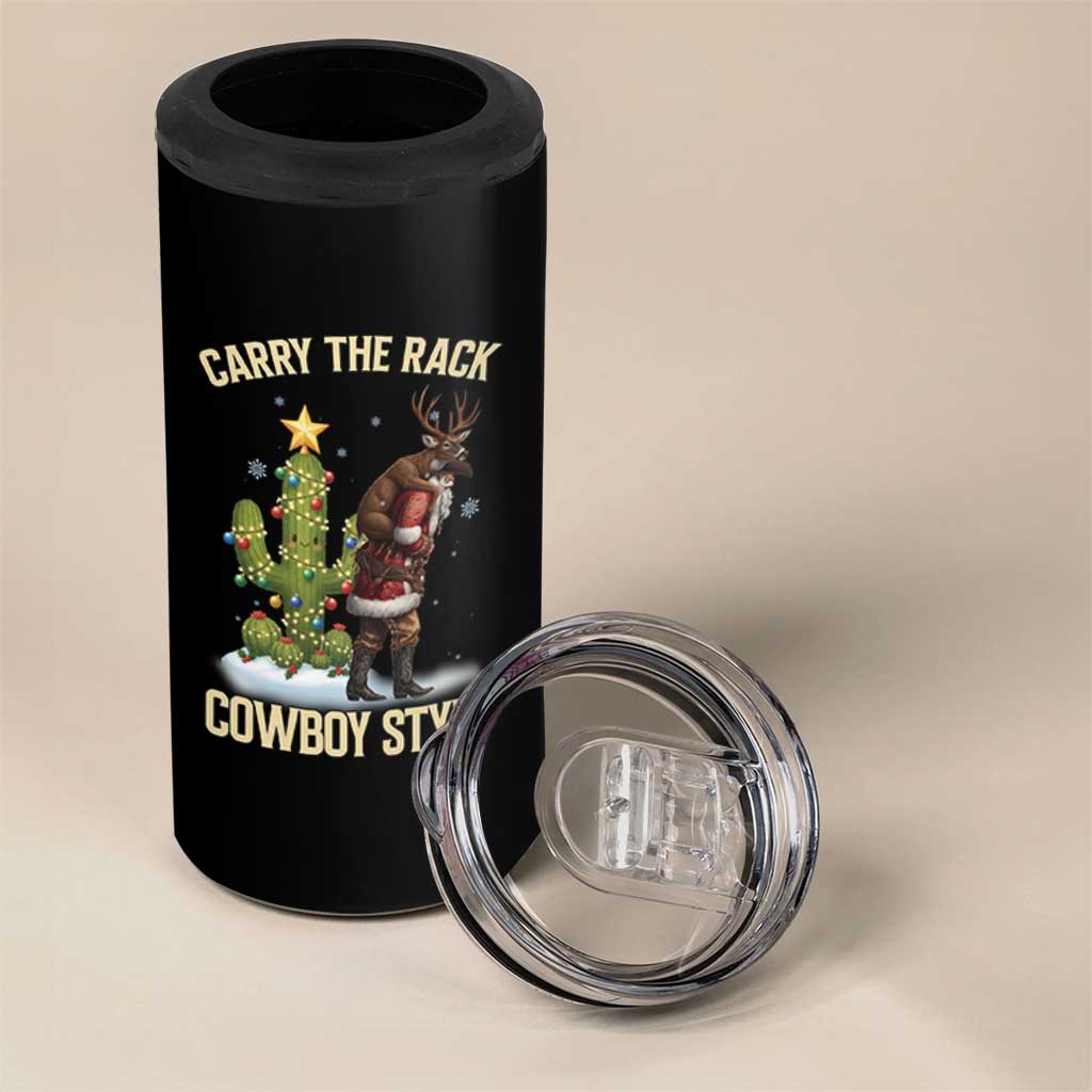 Funny Santa Hunting 4 in 1 Can Cooler Tumbler Carry The Rack Cowboy Style - Wonder Print Shop