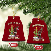 Funny Santa Hunting Ceramic Ornament Carry The Rack Cowboy Style - Wonder Print Shop