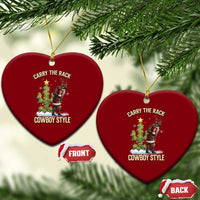 Funny Santa Hunting Ceramic Ornament Carry The Rack Cowboy Style - Wonder Print Shop