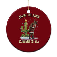 Funny Santa Hunting Ceramic Ornament Carry The Rack Cowboy Style - Wonder Print Shop