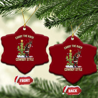 Funny Santa Hunting Ceramic Ornament Carry The Rack Cowboy Style - Wonder Print Shop