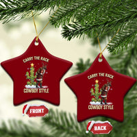 Funny Santa Hunting Ceramic Ornament Carry The Rack Cowboy Style - Wonder Print Shop