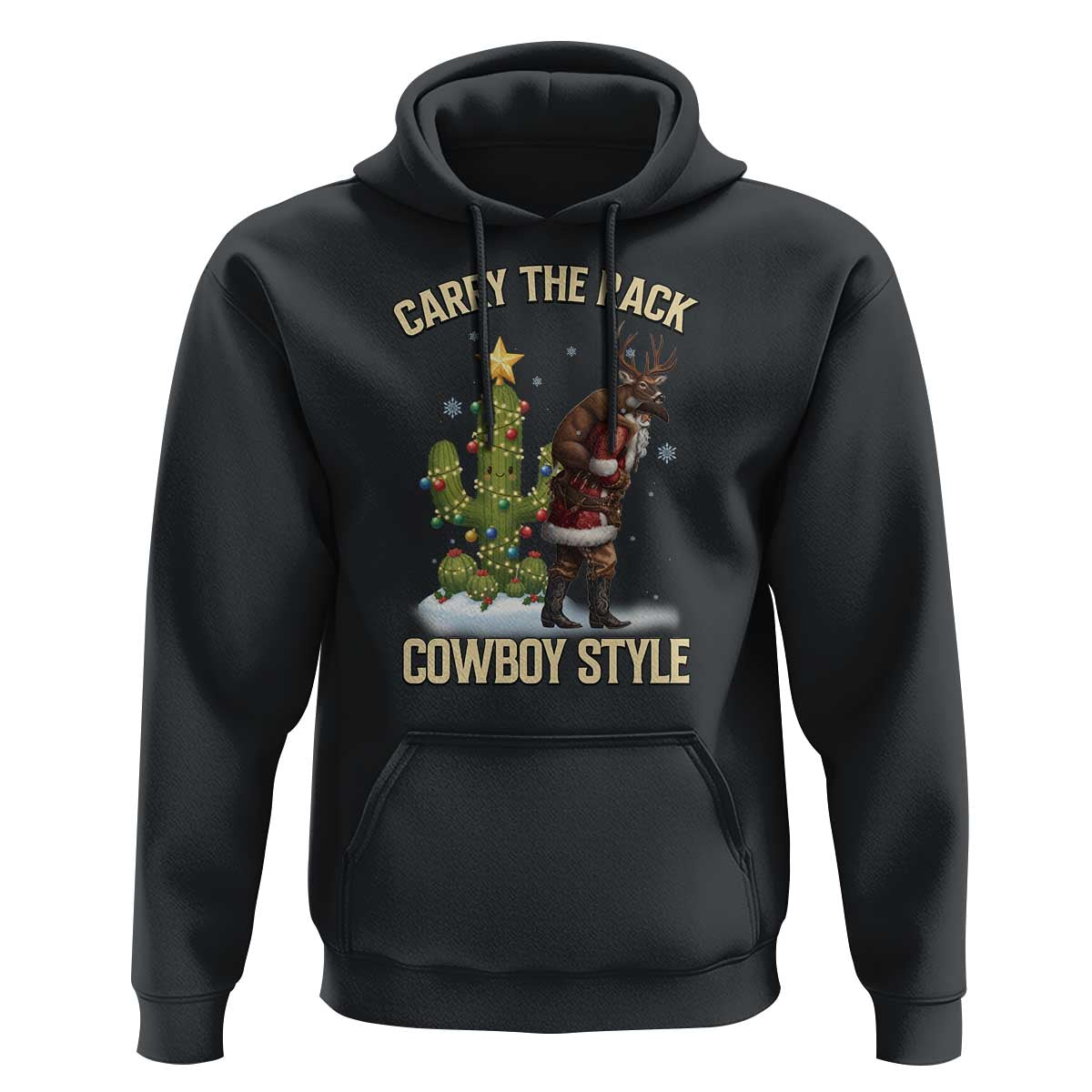 Funny Santa Hunting Hoodie Carry The Rack Cowboy Style - Wonder Print Shop