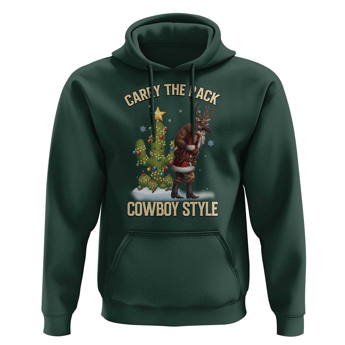 Funny Santa Hunting Hoodie Carry The Rack Cowboy Style - Wonder Print Shop
