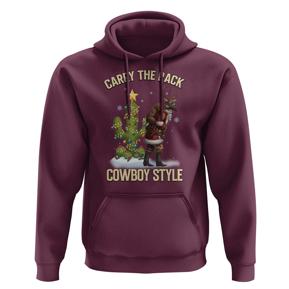 Funny Santa Hunting Hoodie Carry The Rack Cowboy Style - Wonder Print Shop