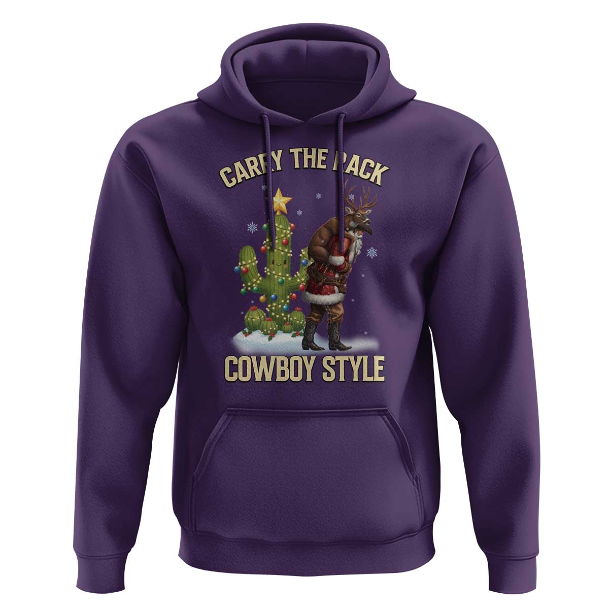 Funny Santa Hunting Hoodie Carry The Rack Cowboy Style - Wonder Print Shop