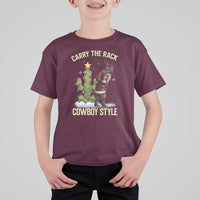 Funny Santa Hunting T Shirt For Kid Carry The Rack Cowboy Style - Wonder Print Shop