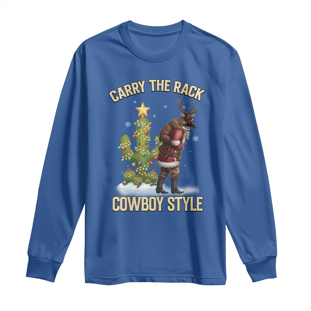 Funny Santa Hunting Long Sleeve Shirt Carry The Rack Cowboy Style - Wonder Print Shop
