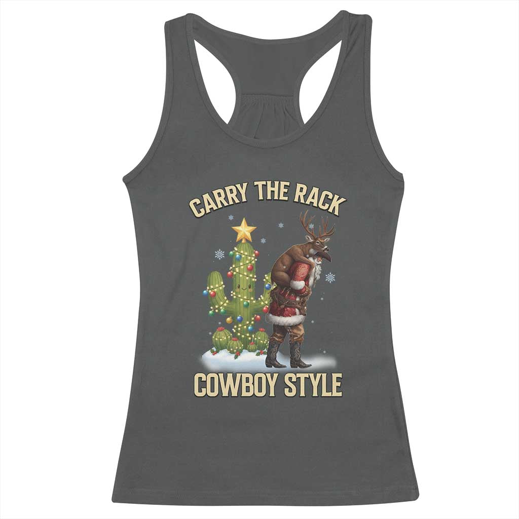 Funny Santa Hunting Racerback Tank Top Carry The Rack Cowboy Style - Wonder Print Shop