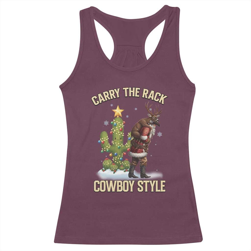 Funny Santa Hunting Racerback Tank Top Carry The Rack Cowboy Style - Wonder Print Shop
