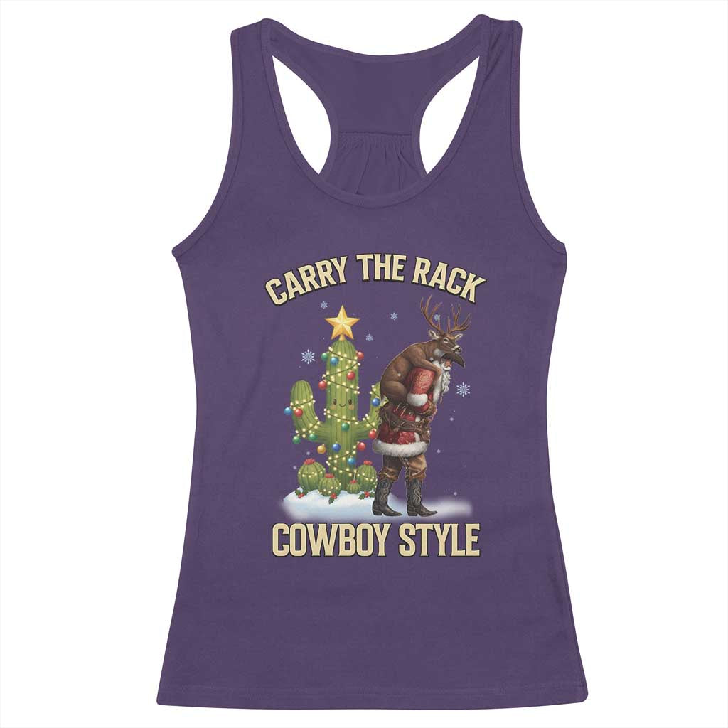 Funny Santa Hunting Racerback Tank Top Carry The Rack Cowboy Style - Wonder Print Shop